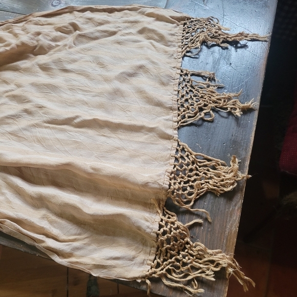Portolano Tan Colored 100% Silk Scarf - Picture 2 of 5